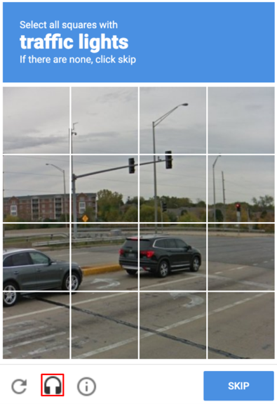 Pick all the squares with traffic lights image for website security captcha.