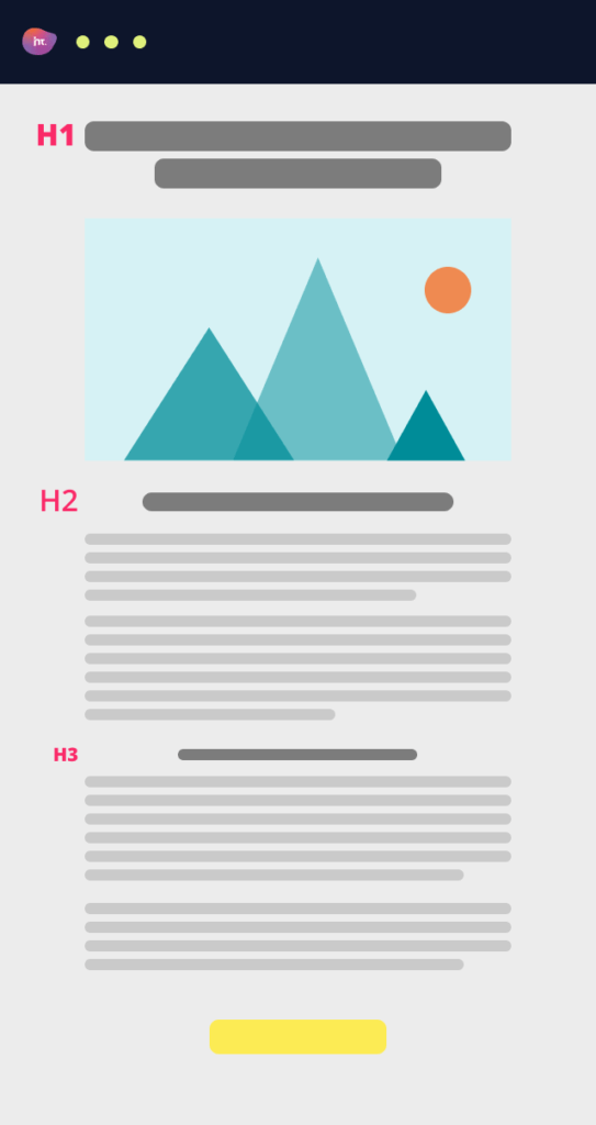 Email semantic structure example with headings