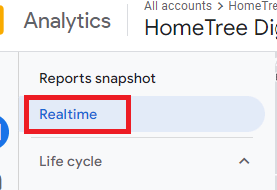 Real time report Google Analytics 4