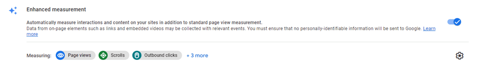 Enhancement measurement view on Google Analytics 4 