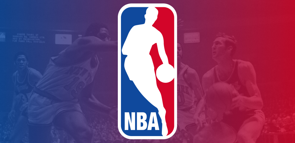 Image of the NBA logo overlaid on top of an archival basketball image.