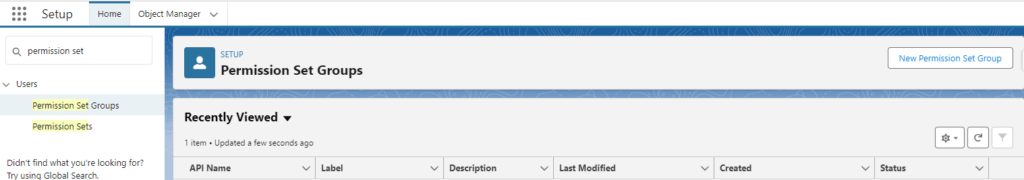 Screenshot of Salesforce Permission Set Groups