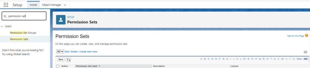 Screenshot of Salesforce Permission Sets