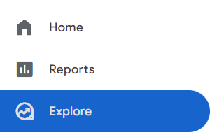 Screenshot showing the explore button in Google Analytics 4.