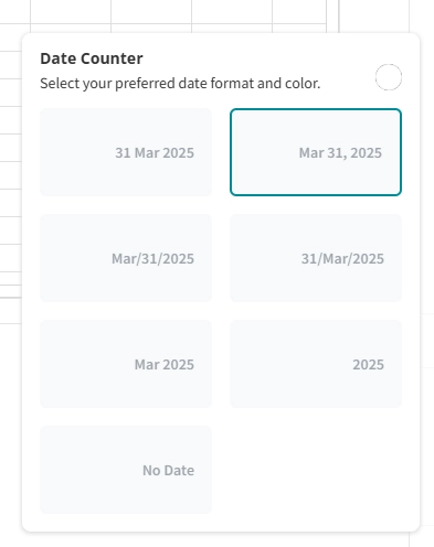 Date Counter in the AVA interface.