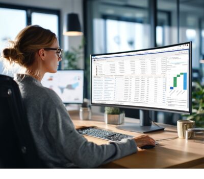 Financial Professional analyzing Salesforce.
